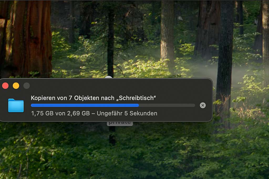 Screenshot macbook Dateien werden kopiert