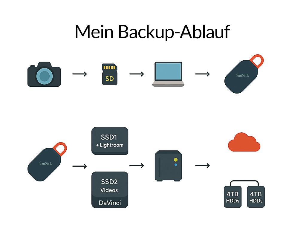 Backup Ablauf schematisch dargestellt mit Icons