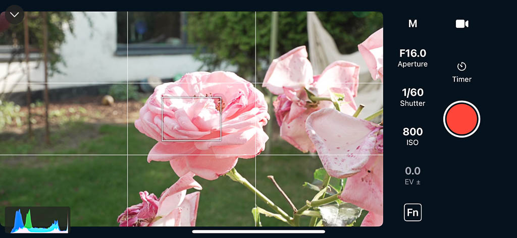 Screenshot Kamera App ISO Shutter Aperture